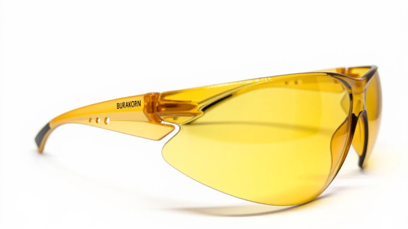 Burakorn Vision B-Lumin 72 light yellow low-light eyewear in a clean studio side view
